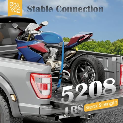 Ratchet Straps, 1.5 inch x 15 ft(4 Pack) Heavy Duty Tie Down Straps, Ratchet Tie Down Straps with Soft Loops-5,208 lbs (Blue) - color: Blue, size: 15 ft