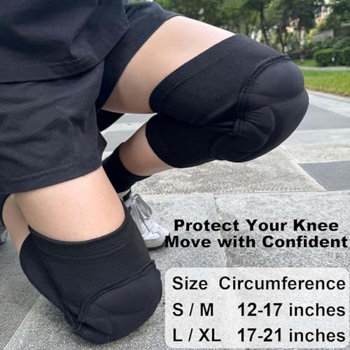 Volleyball Knee Pads for Men & Women Wrestling, Football, Basketball, Anti-Slip Sports Knee Sleeves for Skating - Soft Knee Pad with Thick Foam for Gardening, Cleaning, Flooring Work - Black S/M