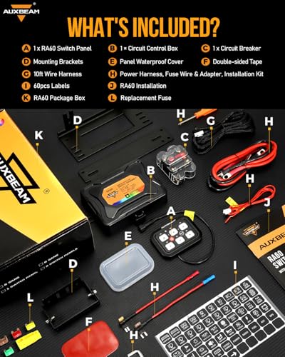 Auxbeam 6 Gang Switch Panel RA60 Toggle Momentary Pulsed RGB Dimmable Switch Panel Multifunction Switch Panel Built in Solid State Relay Marine Control Panel Waterproof for Car Boat, 3 Years Warranty - size: 6 Gang, style: RGB (Without APP)