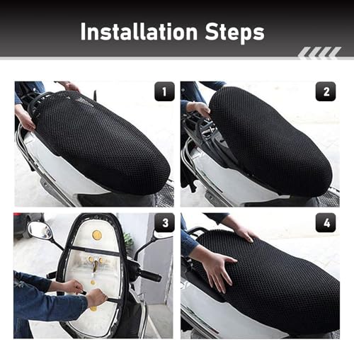 Motorcycle Seat Cover, Spacer Mesh Fabric Ebike Seat Cover, Soft Anti-Slip Cushion Cover, Universal for Dirt Bike,Motorcycle, Scooter (M, Black) - size: M