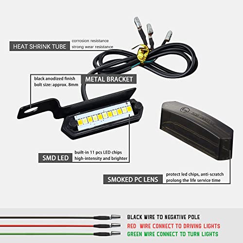 Mini LED Turn Signals Motorcycle Front Sequential Indicators 3 Wire Handlebar Blinkers with Running Lights Universal Compatible with Harley Yamaha Honda Kawasaki(Black with Red/Amber light) - color: Black with Red/Amber light