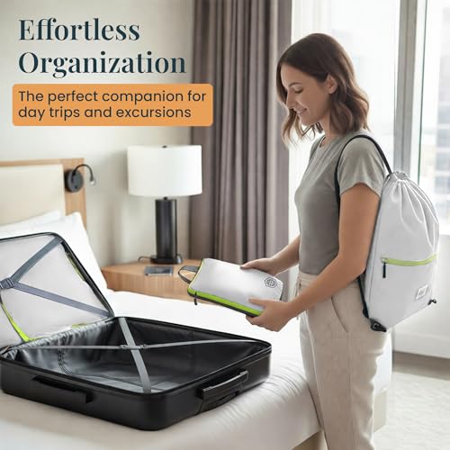 Extra Large Compression Packing Cube 6 Piece Set for Travel and Check Luggage by TRIPPED Travel Gear - color: White