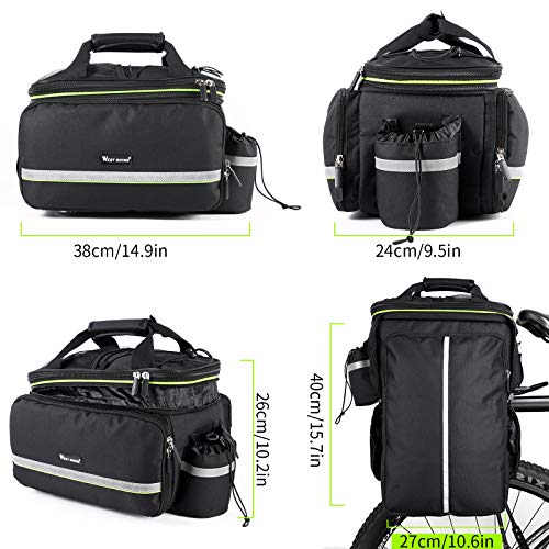 West Biking Rear Pannier Bag - 35L Large Capacity Waterproof Multi-Function Bicycle Rack Carrier, Detachable Tail Seat Trunk Bag With Handbag Shoulder Strap for Storage