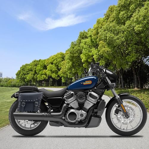 30L Motorcycle Saddlebag Water-Resistant PU Leather Storage for Harley Sportster Softail Dyna Honda Shadow, Quick-Install Design with Reinforced Straps, Large Capacity Luggage Bags