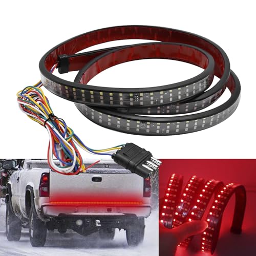 Saihisday 48" Truck Tailgate Strip Light Bar, Triple Row LED Truck Tail Light Strip, Universal Fit for Most Truck Tailgates-Red Brake/White Reverse/Yellow Turn Signals, Sequential & Strobe Effects - size: 48Inch