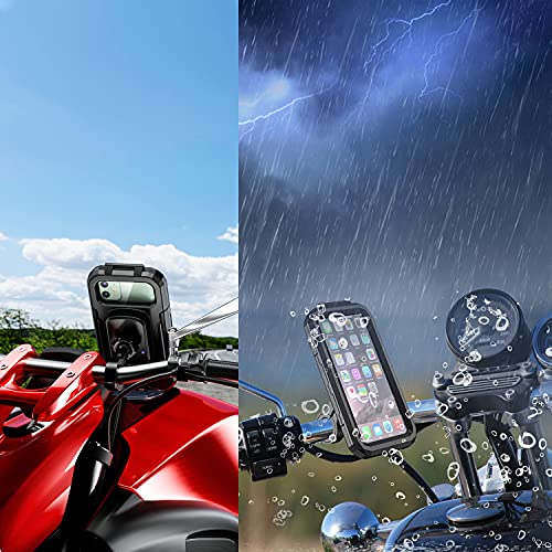 iMESTOU Waterproof IP67 Motorcycle Phone Mount Wireless/USB C Charger Handlebar Cellphone Holder Quick Charge for 5.5"-6.8" Phones, Work by Wiring to 12/24V Motorcycles or Plugging to USB A Sockets - size: For Larger Phone Size