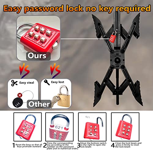 Camper X-Shaped Wheel Chock Stabilizer, 2 Sets RV Stabilizer Wheel Chock Scissor, X Chocks Wheel Stabilizer for Travel Trailer Allow Drill Adjust with Hex Socket, Tool Kit and Password Locks-Black - color: black