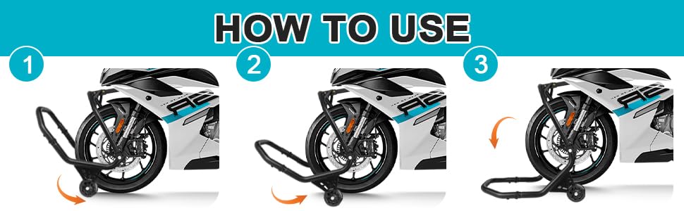 Motorcycle Front Wheel Triple Tree Lift Stand,500Lbs Capacity,Series of pins: 1.06", 0.95", 0.79", 0.7", 0.59", Φ1.5" tube, For Yamaha, Suzuki, Ducati, BMW