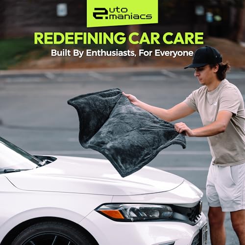 AutoManiacs Drying Towel for Car Detailing, 1500 GSM Ultra Super Absorbent, 24"x36" XL Soft Microfiber Towels for Cars, Twisted-Loop & Streak Free Microfiber Towels for Cars, Trucks, SUVs