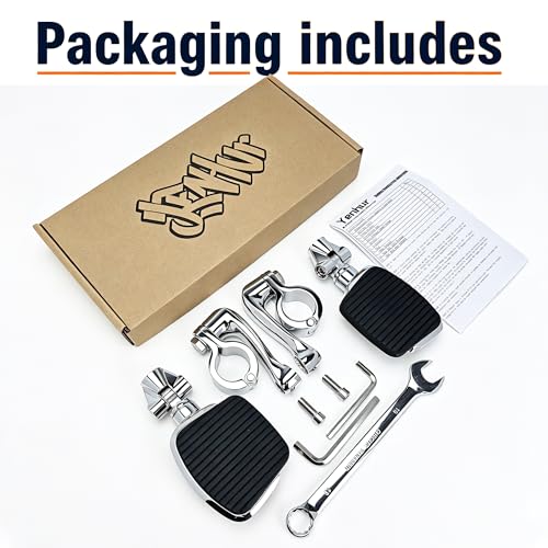 YENHUR 1.5 inches Highway Pegs Kit, Shiny Chrome Finish, Heavy-Duty Steel Clamps, Mini Footboards Fit for Electra Glide Street Road Glide Road King Fat Boy with 1.5" Fatty Engine Guard Crash Bar - color: 1-1/2" Clamps-Chrome