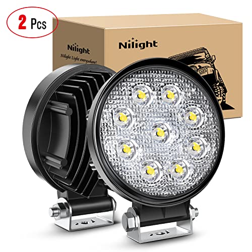Nilight 15016F-B Led 2PCS 4.5 inch 27w 3000LM Round Flood Light Pod Off Road Fog Driving Roof Bar Bumper for Jeep,SUV Truck, Hunters - color: 2Pcs 27W Flood Lights