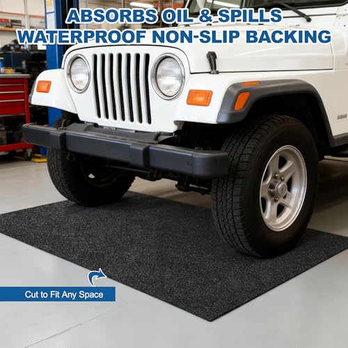 Oil Mat for Garage 36" x 59" - Premium Felt + Rubber Waterproof Backing Thickened Soft Contains Liquids Oil Spill Mat Reusable Non-Slip Maintenance Pad for Under Car Workbench Driveway Spot Protection - size: 3' x 4'11"