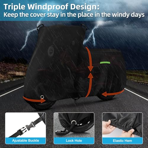 Motorcycle Cover Waterproof for Honda Super Cub C125 ABS/CT125 Trail 125 Hunter Cub, Heavy Duty Outdoor Sun UV Rain Dust All Weather Protection Motorbike Cover with Soft Cotton Lining & Lock Hole - size: Super Cub/Trail 125