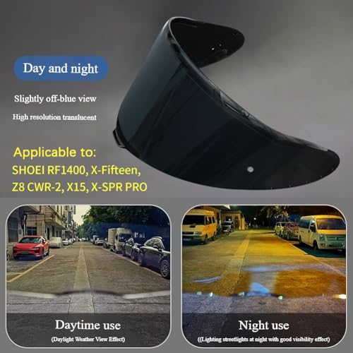 Shoei RF1400 X15 Helmet Visor Replacement Shield, Anti-Fog Sun Shield Accessory Compatible with RF-1400, X15, CWR-2, Z8, X-SPR PRO(Dark black) - color: Dark Black