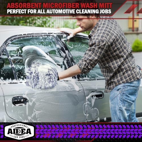 AIDEA Car Wash Mitt Microfiber, 2PK Scratch Free Lint-Free, Wheel Cleaner Mitts, Extra Plush Premium Microfiber Mitt Car Wash Brush, Regular Size 7.12''X10.14'' - color: Dark Blue, size: 2PK-7.12''X10.14''