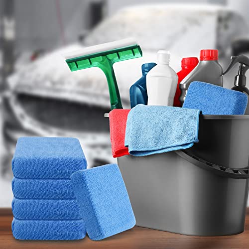 Riakrum 32 Pcs Microfiber Applicator Pads Soft Microfiber Foam Buffing Car Detailing Pads for Wax Ceramic Coating Polish Reusable Car Wash Sponge Tire Shine Applicator(Blue) - color: Blue
