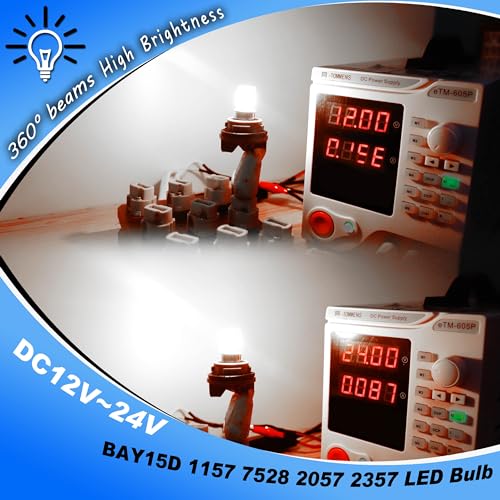 Heifymi DC12-24V 1157 Led Brake Light Bulb, BAY15D 7528 2057 2357 3 Watt Super Bright 6000K Xenon White LED Replacement Backup Reverse Daytime Running Light for Car Camper RV Trailer Boat, 2 Pack - color: 6000K Daylight White, size: BAY15D