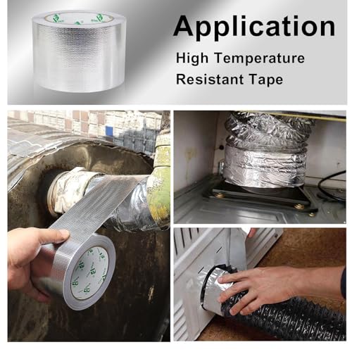 BOMEI PACK Adhesive Aluminum Foil Heat Shield Tape Barrier 3in x 66ft, Fiberglass Thermal Insulation Reflective Material High Temp Protection - size: 3in*66ft