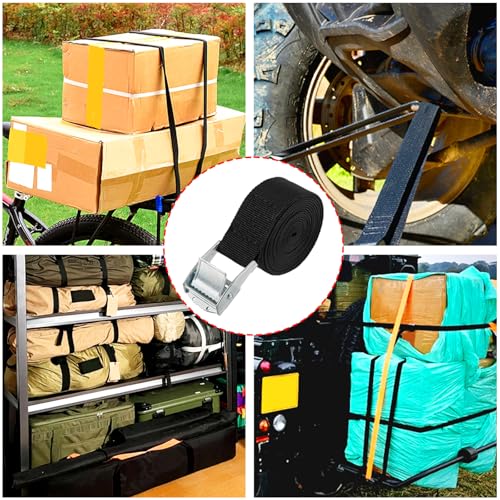 10 Pack Cam Buckle Straps, Lashing Straps with Buckles Adjustable, 1" x 78" Cam Buckle Tie Down Straps for Securing Luggage, Cargo, Bicycles, Motorcycles - size: Black 1" x 78"