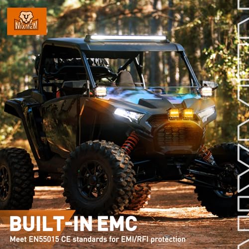 Nilight Side Shooter LED Light Pods with Amber DRL 4 Inch 26 W Spot Flood Combo LED Cubes Light w/ 16AWG Wiring Kit for Offroad Driving Fog Light Auxiliary Light on Truck ATV UTV - color: 4LED Sideshooter Spot Pod w/ Amber DRL