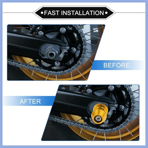 1 Pair Swingarm Spools, 8mm M8x1.25 CNC Swing Arm Spools Sliders Stand Universal for Motorcycle Durable Aluminum Gold Tone Stable