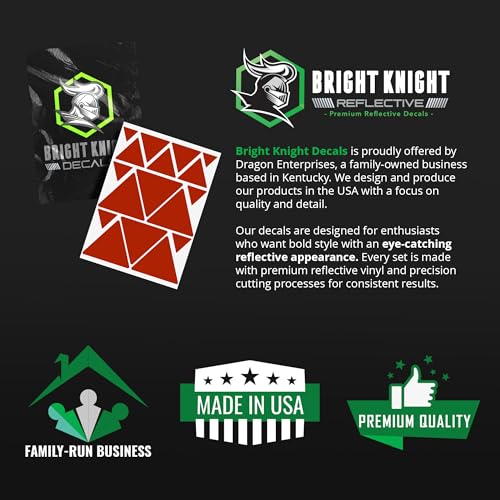 BRIGHT KNIGHT DECALS Reflective Stickers, 17pc Triangle Kit, Reflective Tape Outdoor Waterproof Motorcycle Helmet Stickers for Bikes, Scooters, and Hard Hats, Night Safety High Visibility - color: Red