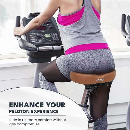 X WING New-Age Noseless Bike Seat Cushion for Men & Women - Extra Padding & Wide - Suitable for City, Electric, Stationary Bikes - Compatible with Peloton Bikes – Wide Winged Bike Seat with Cushion - color: Brown Bubble