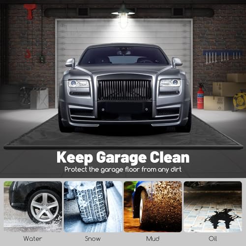 IRONMAX Garage Floor Mat, 9’ x 22’ Waterproof Floor Containment Mat with Cleaning Squeegee, Car Parking Mats Prevent Leaks Spills for Snow Ice Water and Mud - size: 9' x 22' (Rectangular)