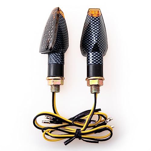 Mini Stalk Arrow Light Motorcycle Turn Signals Lights 10mm Universal Motorbike LED Indicator Blinker Amber Lamp(2 pcs) - color: Plaid-Smoke