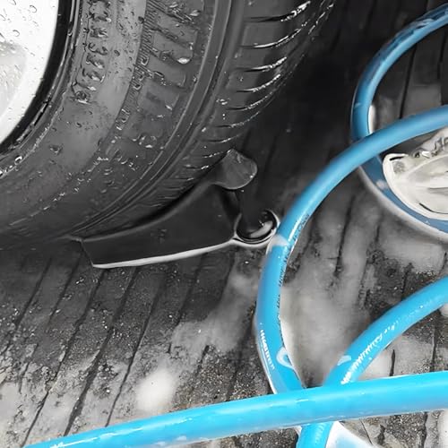 4PCS Car Hose Guide, Vehicle Detailing Cleaning Tools Hose Guides Preventing Wash Stuck Under The Tires, Automotive Wheel Rolling System Tool for Washing, Universal Fit (Black) - color: Black