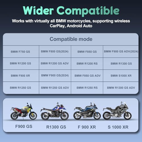 LBW 6" Motorcycle CarPlay GPS Navigation Fit for BMW with Wonder Wheel, Wireless Bluetooth, 1200 Nits Waterproof HD Touch Screen, Plug&Play, Support Voice Control, TPMS/Light Sensor/Siri, Android Auto - size: BM 6"+Native control+Lossless Installation