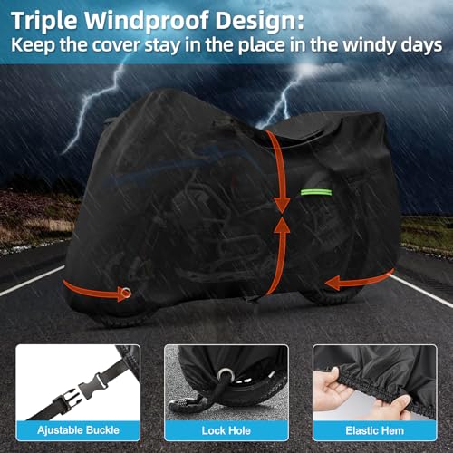 Motorcycle Cover Waterproof for BMW R1300GS/R1250GS/F900GS/Adventure with Trunk Model, Heavy Duty Outdoor Sun Rain UV Dust All Weather Protection Motorbike Cover with Soft Cotton Lining & Lock Hole - size: R1300GS Adventure with Trunk