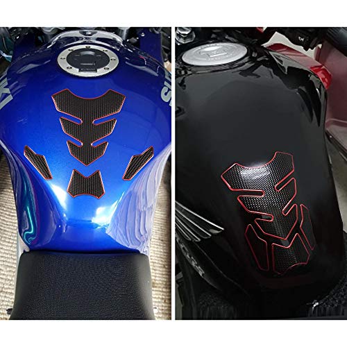 TOMALL 3D Gas Protector - Soft Rubber Tank Pad Decal, Anti Slip Waterproof Motorcycle Sticker (Red) - color: Red