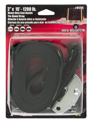 Erickson 01215 Black 2" x 15' Motorcycle/ATV Cam Buckle Tie-Down Strap
