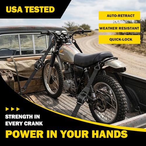 Retractable Ratchet Strap Heavy Duty 2 Pack 10 FT 1800 LB Break Strength Ratchet Tie Down with Safety Lock S Hooks and Soft Loop Tie Down,Easy Retract for Motorcycle,Truck Securing Cargo,Car. - color: 2-pack