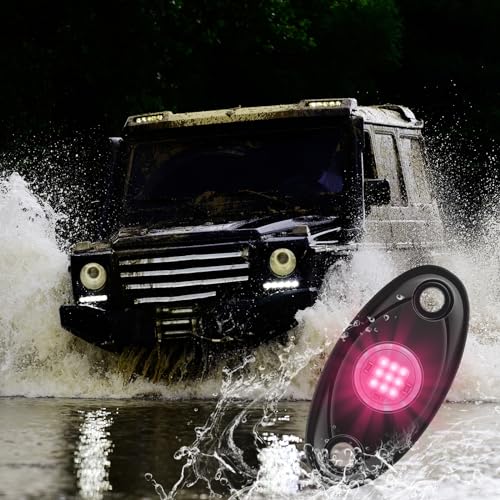 Macarrie 12 Pods Rock LED Lights Waterproof Neon Underglow Trail Rig Lamp Lighting for Car SUV Pickup Truck Motorcycle Boat ATV Utv RZR Rv Offroad Trailer Fender Under Body Golf(Pink) - color: Pink