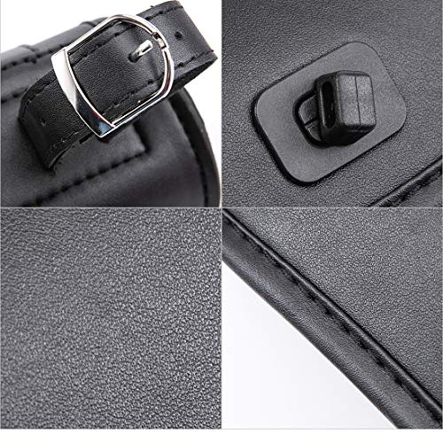 Motorcycle Fork Bag PU Leather Bike Handlebar Tool Bag Sissy Bar Roll Storage Bag - Small (Black) - color: Black