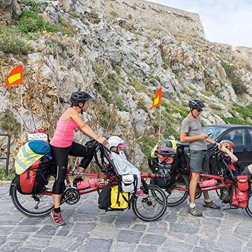 Bike Safety Flag with Pole, 6-Foot Adjustable Height Sturdy Fiberglass Tear-Resistant Waterproof Orange Safety Flag (Yellow) - color: Yellow