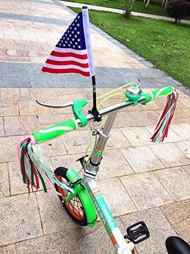 Kids Bike Cycling Handlebar Safety Flag Pole Polyester Full Color Tear-Resistant Waterproof Flag American Flag July 4 Independence Day Bike and Tike Parade Red White Blue Flag - color: American Flag