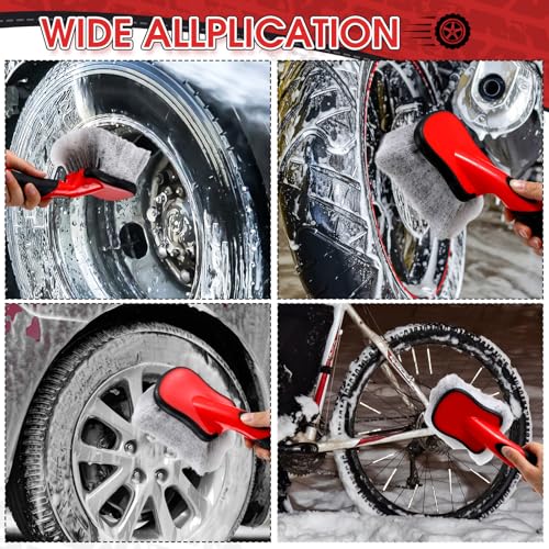LemonRoad 5 Pack Car Wash Brushes Wheel Cleaner and Tire Brush for Car Detailing Bristle Fender Cleaning Supplies 10.3 inch Short Handle for Rim Carpet Truck SUV Moto RV Motorcycle