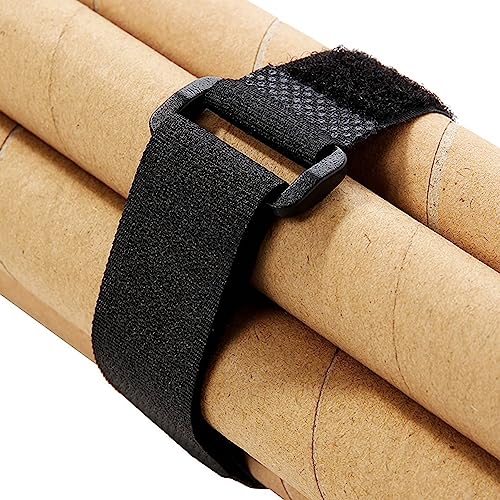 25pcs Black Reusable Fastening Cable Straps, Hook and Loop Cable Tie Down Straps 1" x 24" - size: 25 Pack 1 x 24Inch