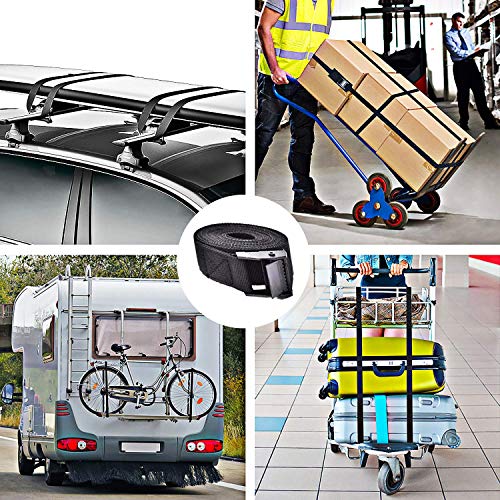 Premium Lashing Strap Short 1" x 6.5 ft, Cam Buckle Tie Down Straps Heavy Duty Secure Straps up to 700 lbs Capacity for Motorcycle,SUP, Kayak, Canoe, Surfboard, Cargo, Boat,Trailer, Luggage, 2pcs - color: Black 2pcs