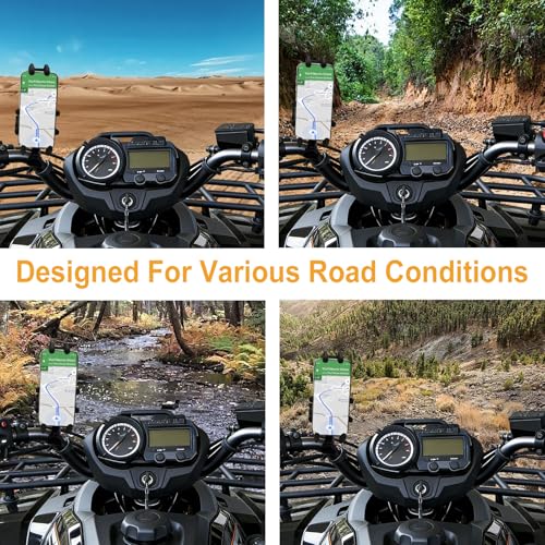 Chikia Anti-Vibration Motorcycle Phone Mount Holder with Sunshade, Adjustable Size Handlebar for ATV Bike Bicycle Scooter Waterproof All Weather Fit 4.7-6.9" Smartphone