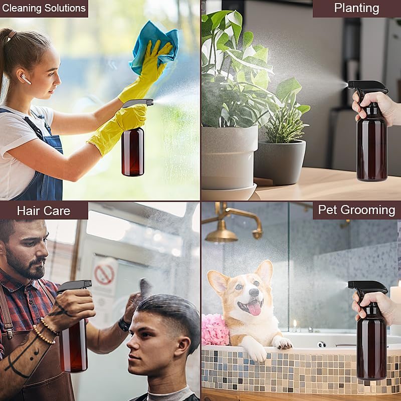 Spray Bottles Plastic Spray Bottle for Hair Mist/Stream Heavy Duty Empty Spray Bottles for Cleaning Solutions, Plants, Cooking (16.9oz-Brown+nozzle) - color: 16.9oz-Brown+nozzle