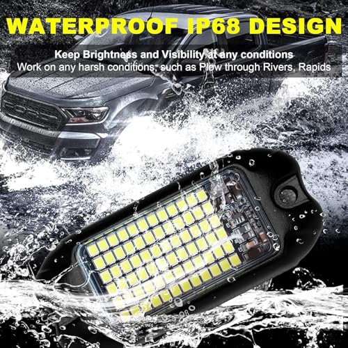 Nicoko 8 Pods 6000K pure White Rock lights Aluminum 9-30V Underglow Lights IP68 Waterproof Neon Trail Rig Lamp Lighting for SUV Car Truck Motorcycle Boat ATV UTV - size: Pure white rock lights - 8 pack