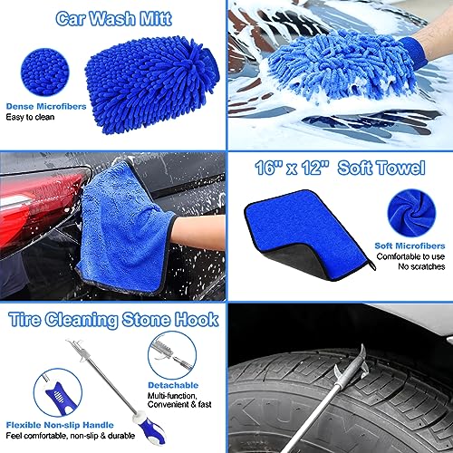 12Pcs Wheel Brush Kit for Cleaning Wheel and Tire, Wheel and Rim Brush, Car Detailing Brushes, Tire Brush, Bendable & Durable Car Wheel Rim Cleaner Brush Set,Car Detailing Cleaning Brush Supplies Kit - color: Blue
