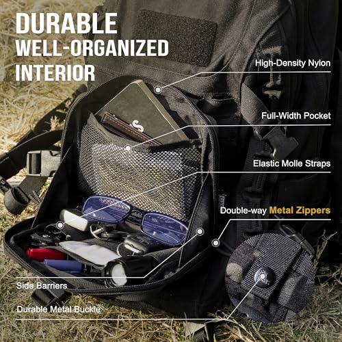 OneTigris MOLLE Pouch, Tactical Admin Pouch Belt EDC Tool Organizer Zippered Utility Waist Pack 7.5"x5"x2" - color: Camocolor Black