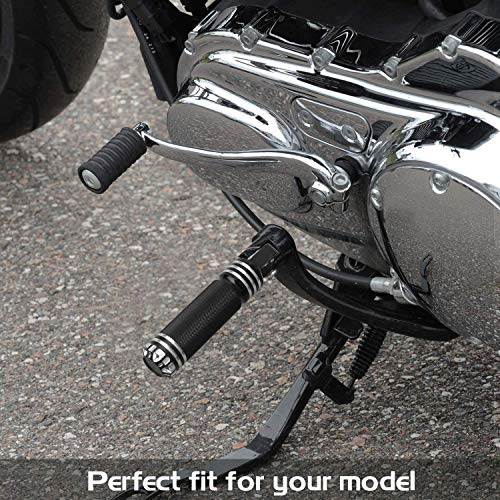 NTHREEAUTO Mounting Footpegs, Male Billet Footrests, Motorcycle Passenger Pedals Compatible with Harley Sportster, Dyna, Road King - color: Black/Chrome-2