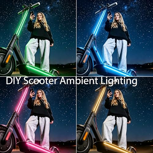 USB Battery Box COB LED Scooter Bike Ambient Light, 8 Lighting Modes, Waterproof No-Wiring Safety Warning Flexible Strip Light for Electric Scooter, Bicycle, Kids Balance Bike - color: Blue
