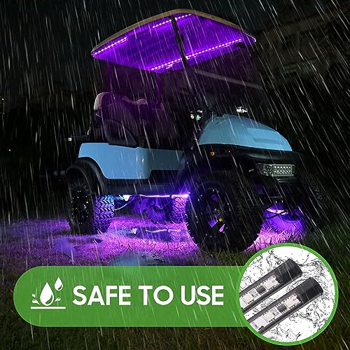 10L0L 6PCS Golf Cart Underglow LED Light Kit, Underbody RGB Strip Lights, 24-Mode Neon Accent Lighting, Music Sync, Wireless Remote, IP67 Waterproof, 12V-80V Input for EZGO Yamaha Club Car - style: 6 Pack(4 Underbody and 2 Roof)